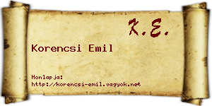 Korencsi Emil névjegykártya